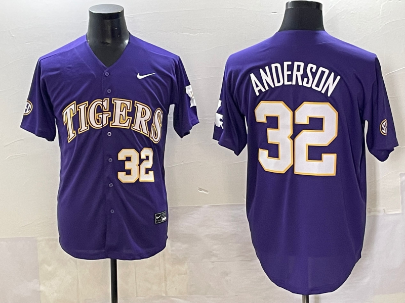 Men 2025 LSU Tigers #32 Anderson blue Joint Name Nike NCAA 2025  Jersey style 2